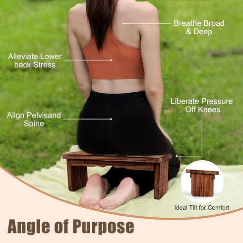 Folding Yoga Meditation Bench - Yoga Kneeling Bench for Adult, Wooden Zen Meditation Stool Kneeling Bench for Yoga