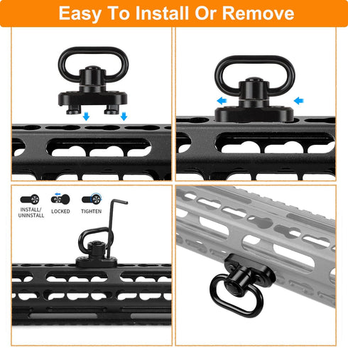 Keymod 2 Point Sling Mounts, 2 Pack 1.25" Quick Detach QD Sling Swivels for Keymod System