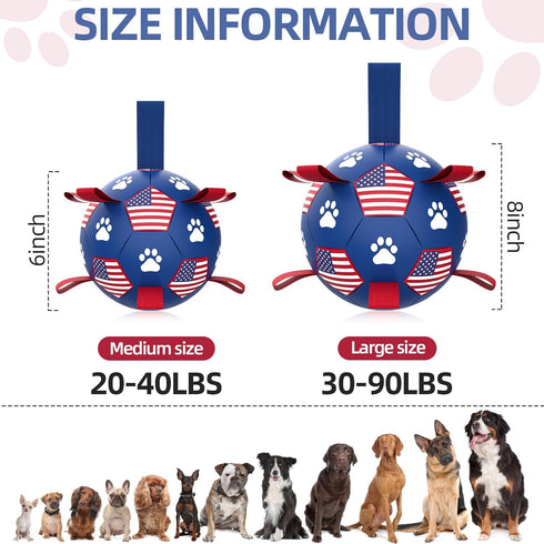 QDAN Purple Soccer Ball Dog Toy with Straps - Durable 6 Inch Beach Pool Water Toy for Small Medium Dogs