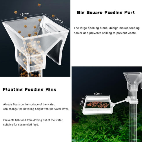 Aquarium Fish Shrimp Feeding Dish Set, Transparent Feeding Tube with Ring and Cleaning Brush for Fish Tank