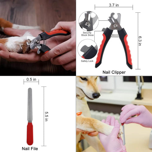 8PCS Wisedog Dog Grooming Kit - Pin & Bristle Brush, Slicker Brush, Dematting Tool, Nail Clipper, Hair Removal Mitts