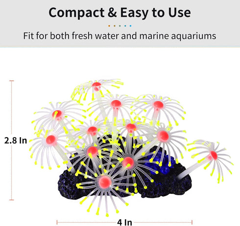 Uniclife Glowing Effect Artificial Coral Plant, Decorative Aquarium Ornament, Yellow