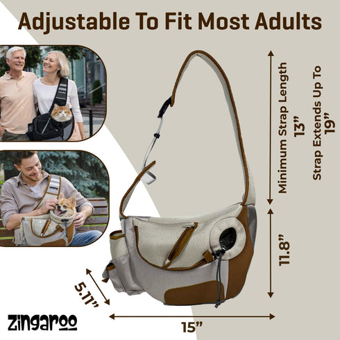 Zingaroo 10lbs Set Hands-Free Sling Pet Carrier for Cats and Small Dogs up to Travel Includes Foldable Water Bowl & ID