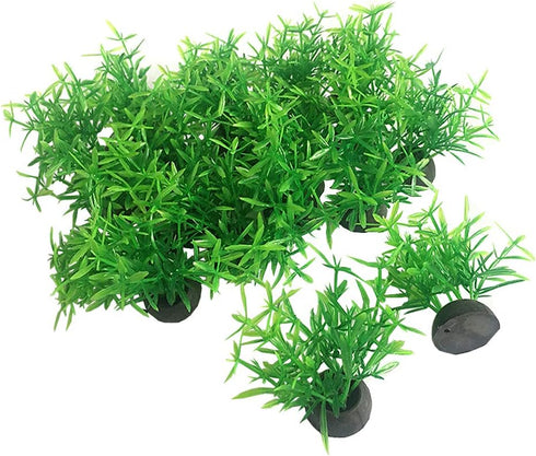Smoothedo-Pets Aquarium Plant Decoration, 20 Pieces Small/1" Tall Plastic Artificial Plant Goldfish Hidden Mini Grass
