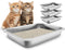 Fhiny 4Pack Stainless Steel Kitten Litter Box, Small Size Low Entry Metal