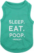 Parisian Pet Unisex Dog Tshirt, Lightweight Cotton Tank Top, Embroidered “Sleep, Eat, Poop, Repeat“ for Large Dogs - L