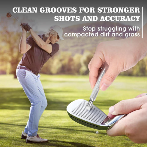 Pro Golf Club Cleaner Brush with Golf Groove Sharpener Tool, 8 Inches Water Brush with Clip