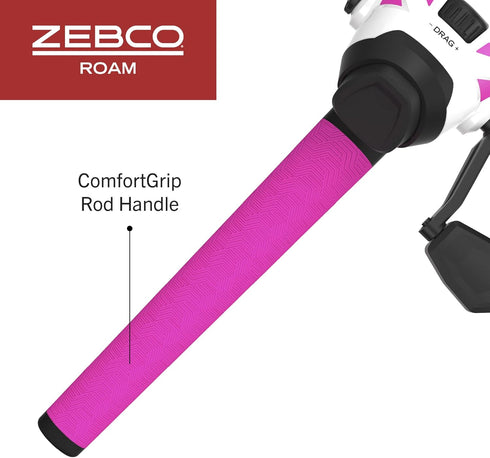 Zebco Roam Spincast Reel and Fishing Rod Combo, 6-Foot 2-Piece Fiberglass Pole with ComfortGrip Handle