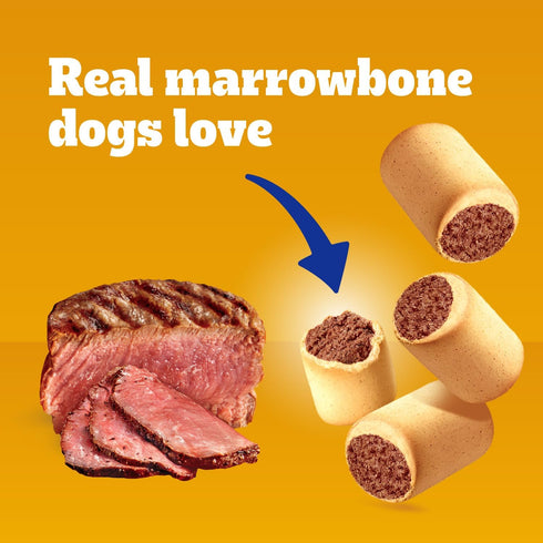 1.5 lb. (Pack 8) Pedigree Dry Dog Treats MarroBone, Real Beef Flavor, Bone Marrow Dog Treats, Bag
