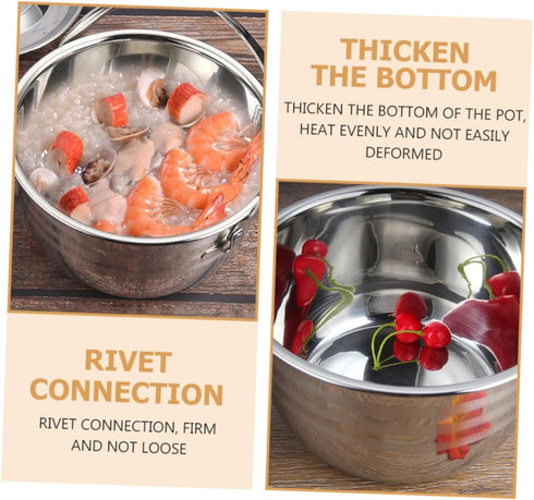 1pc 201 TIDTALEO Camping Pot Campfire Kettle Stock Pot Stainless Steel Saucepan Soup Pot Camping Oven Pot Big Pot