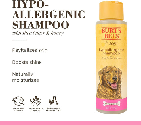 Burt's Bees for Pets Hypoallergenic Dog Shampoo with Shea Butter and Honey, 16 Ounces - 2 Pack