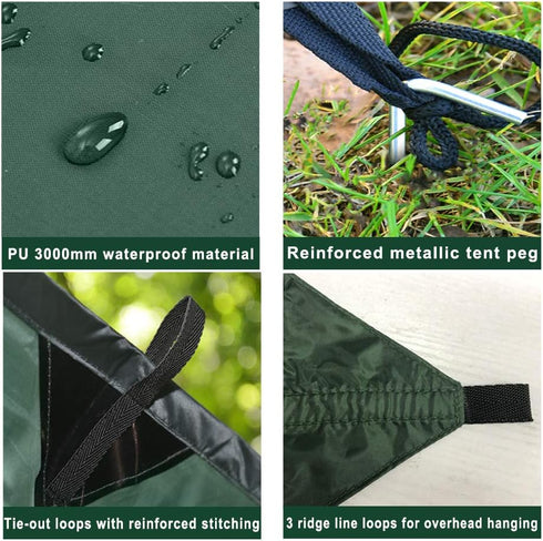 KALINCO Waterproof Camping Tarp Tent Hammock Rain Fly, 10X10FT/10X15FT, Lightweight Tarp for Camping