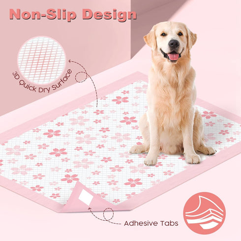 28"x34", 4-Corner (50 Counts) MIZOK Dog Pee Pads Extra Large Potty Pads for Big Dog Breeds, Super Absorbent