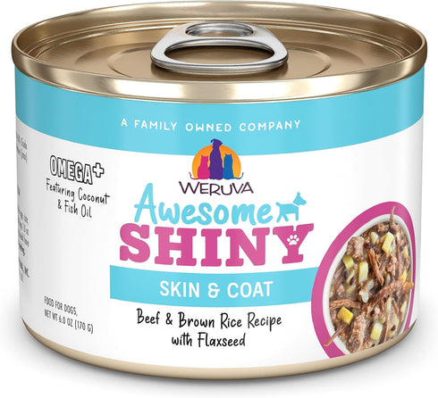 Weruva Awesome Shiny Wet Dog Food, Beef & Brown Rice, 6oz Can