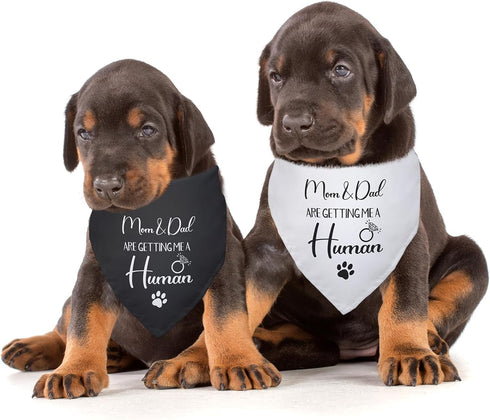 2 PCS Dog Bandanas for Pregnancy Announcement - Mom Dad are Getting Me a Human, Gender Reveal Photo Prop