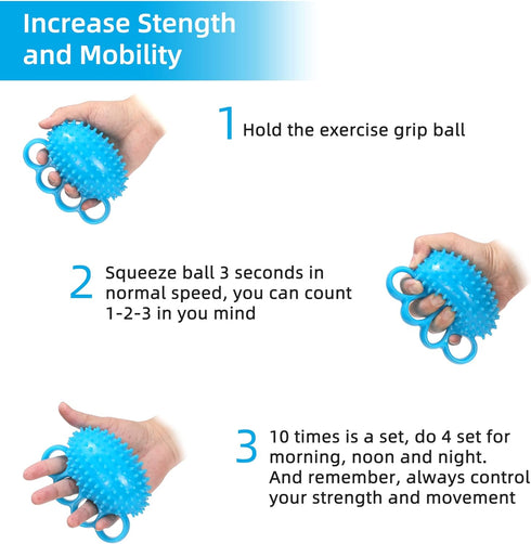 Hand Exercise Ball Finger Therapy Ball for Grip Strengthening, Flexibility Improvement, Stress Relief Trainer