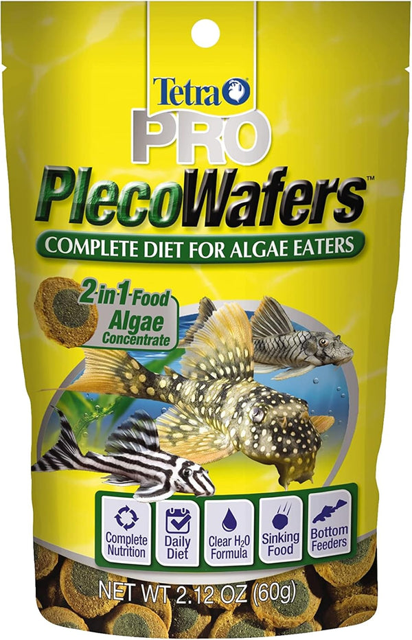 Tetra PRO PlecoWafers, 2.12 Ounces, Nutritionally Balanced Vegetarian Fish Food, Model 16447