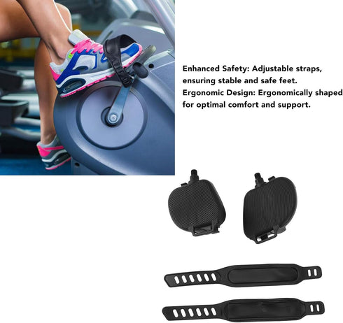 (1/2in Exercise Pedals, Anti Slip Strip Pattern for Stationary Bikes - Portable with Adjustable Strap Thread)