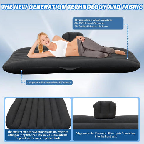 Pump,55(L) 35(W) Onirii Inflatable Car Air Mattress Back Seat Bed with Air x Portable Thickened Car Travel Camping