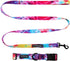 Tie Dye Dog Collar Pet Funny Dog Leash Set for Small Medium Large Dogs Tie Dye Collars (S(9.8'' - 12''))