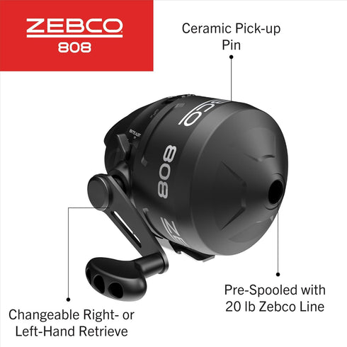 Zebco 808 Spincast Reel and Fishing Rod Combo, 7-Foot Z-Glass Rod with 20-Pound Cajun Fishing Line