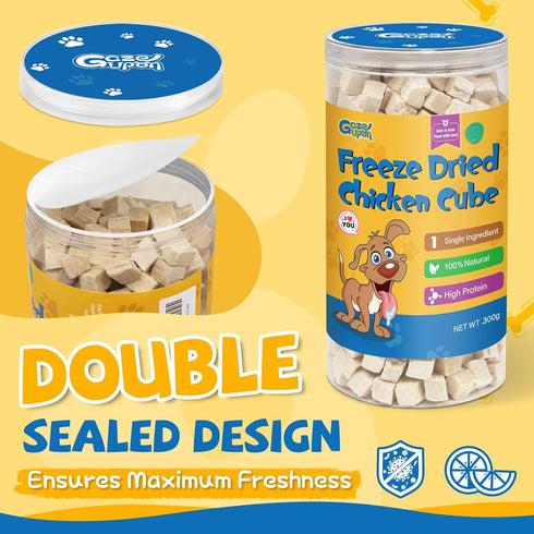 10.58 oz gazeupon Freeze Dried Chicken Dog Treats, Single Ingredient, High Protein Training Treats & Food Topper