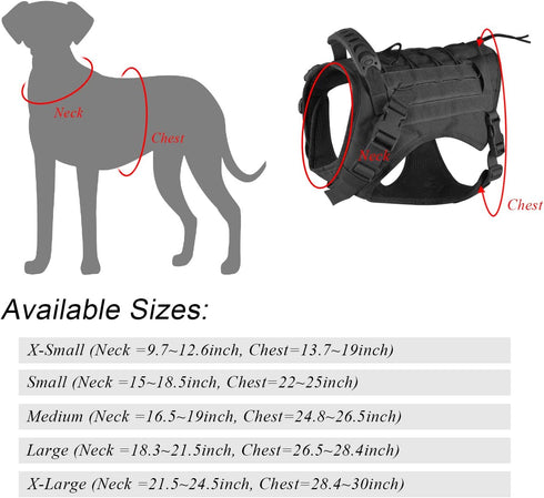 Tactical Dog Vest with Pouch, Training Molle Vest with Handle, K9 Military Dog Harness, No Pull Service Dog Vest XL