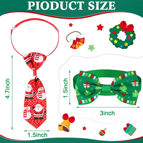 Chunful 150 Pcs Halloween Dog Bow Ties Collars Bulk Adjustable Set for Small Medium Pets (Santa Claus)