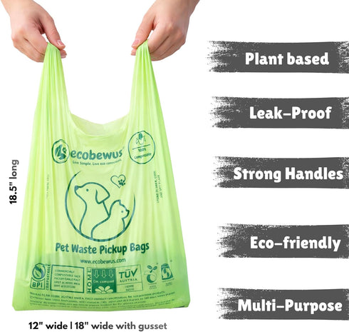 100% (120 D6400 (120 Compostable XL Pet Waste Bag ct.) Plant-Based Biodegradable Cat Litter Poop Bags Doggy Poop Bags