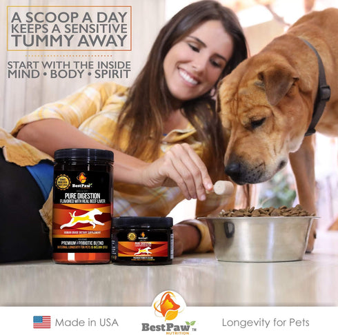 Best Paw Nutrition Premium Probiotic Prebiotic & Digestive Enzymes for Dogs & Cats, 5 Billion CFU, Organic Turmeric &