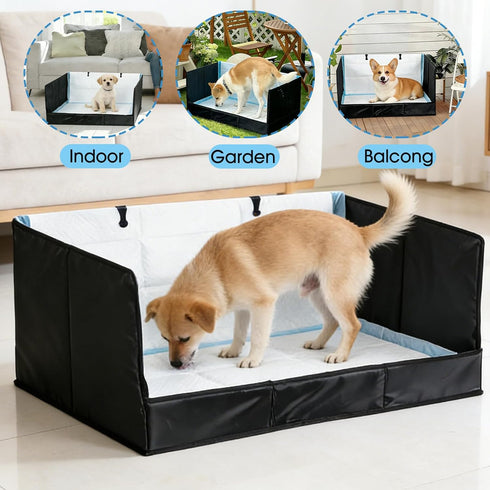 Seamless, Dog Litter Box with High Walls, Pee Pad Holder Foldable, No Assembly, Waterproof, Easy to Clean, Portable