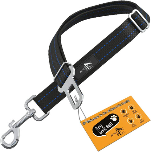 Active Pets Dog Car Seat Belt Harness, Safety Travel Restraint System for Small to Large Dogs, Blue