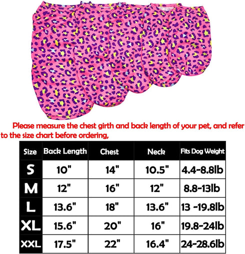 PET SHOW 4 Pack Paw Bone Printed Dog Clothes - Soft Vest Lightweight Sleeveless T-Shirts for Small Medium Dogs