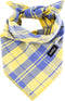 Summer Dog Bandana Small-Dog Scarf Vibrant Color Yellow Blue Plaid Printing Adjustable