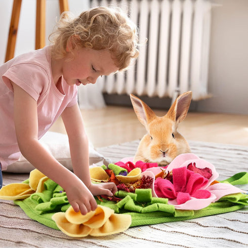 Generic 11.8" 11.8" Rabbit Foraging Mat, X Interactive Feeding Game, Machine Washable Felt Fabric Pet Foraging Mat