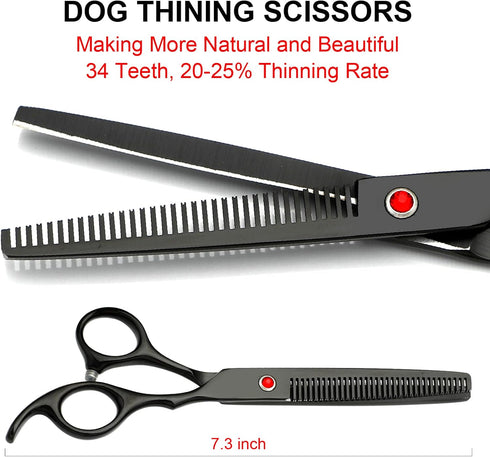 TINMARDA 5 1, 6CR Professional Dog Grooming Scissors kit Black in Dog Shears for Grooming Premium Stainless Steel