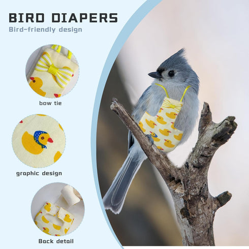 4 Pcs Bird Diaper Parrot Nappy Reusable Flight Suit with Waterproof Inner for Parakeet Cockatiel Mini Macaw Budgie
