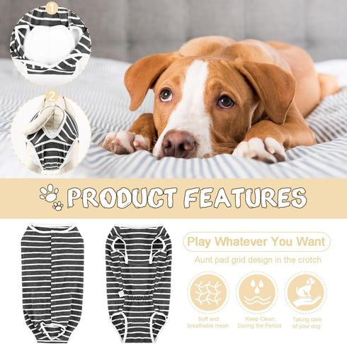 Etdane Dog Diapers Sanitary Panties - Physiological Period Shirts for Male and Female Dogs, White Stripe Large