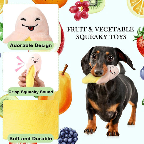 Tasdurian 15 Pack Squeaky Dog Toys with a Carrying Bag Plush Small Dogs Toy Stuffed with Squeakers Irresistibly Cute