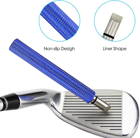 VIPMOON Golf Club Groove Sharpener Tool, Brush & Cleaner with Retractable Carabiner, for Wedge & Irons, U & V-Grooves