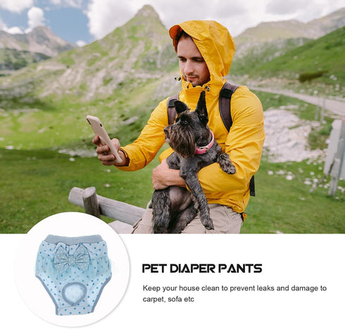 Dog Sanitary Pants Puppy Diaper Pantie Cotton Lace Blue S Female Dog Period Underwear Pet Diaper for Incontinence