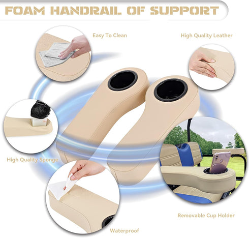 XUANYUDG0769 Golf Cart Armrest with Cup Holder for EZGO TXT, Club Car DS Precedent, Yamaha Rear Seat Kit