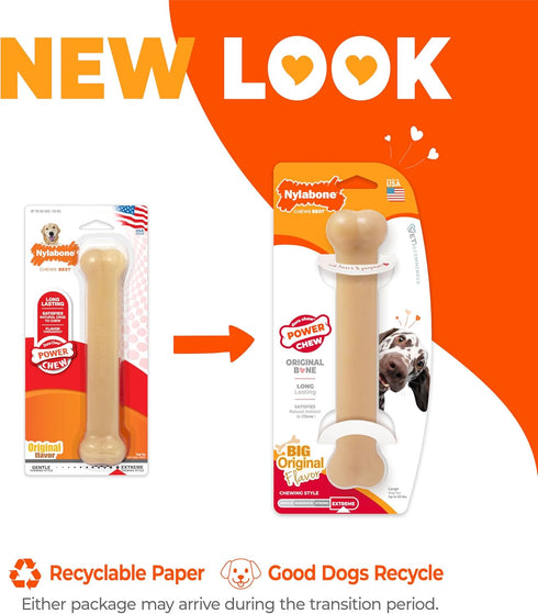 Nylabone Original Bone Power Chew Toy for Dogs, Large, Durable & Tough for Aggressive Chewers