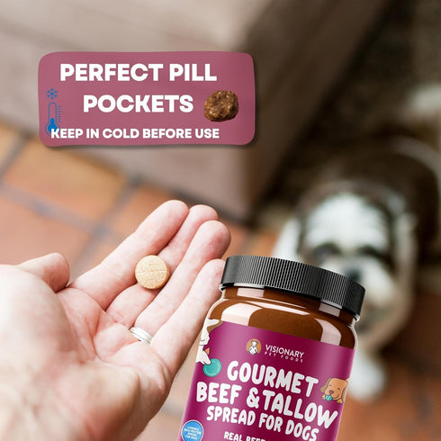 12oz Visionary Pet Foods Beef Meat Spread - Healthy Dog Treat - Alternative to Dog Peanut Butter, Xylitol Free, No