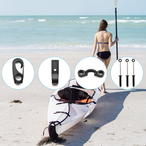 Kayak Carry Handle Rigging Kit with 15 FT 6mm Elastic Bungee Cord, Replacement Parts for Kayaks, Canoes, and Boats