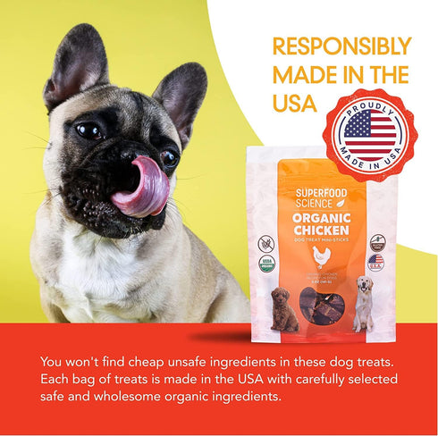 5 oz Organic Chicken Dog Treats, Low-Calorie Training Treats, Grain-Free, Semi-Soft Natural Jerky with Sweet Potato