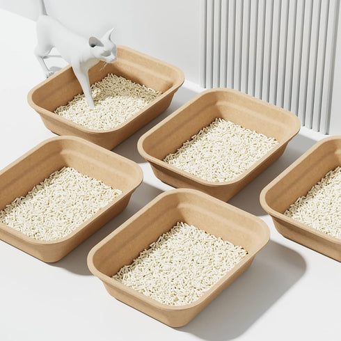 8 Pack 16.7" 13" 4" WUWEOT Disposable Cat Litter Box, Paper Cat Litter Tray Pet Litter Pan, X X Travel Small Animal