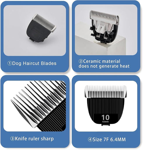 2PCS P1 Vacuum,Size-10 1/50"(0.5mm),Made Replacement Blade for nebot Pro Pet Grooming Kit & Cut Length of Ceramic Blade