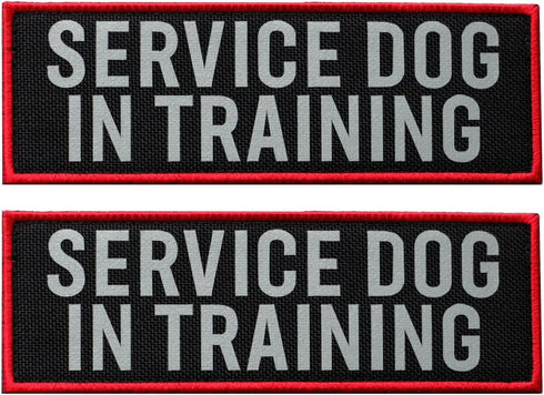 2 Pcs Reflective Service Dog in Training Patch Set, Hook and Loop Fastener for Dog Vest Harness