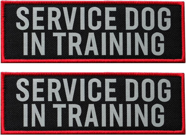 2 Pcs Reflective Service Dog in Training Patch Set, Hook and Loop Fastener for Dog Vest Harness